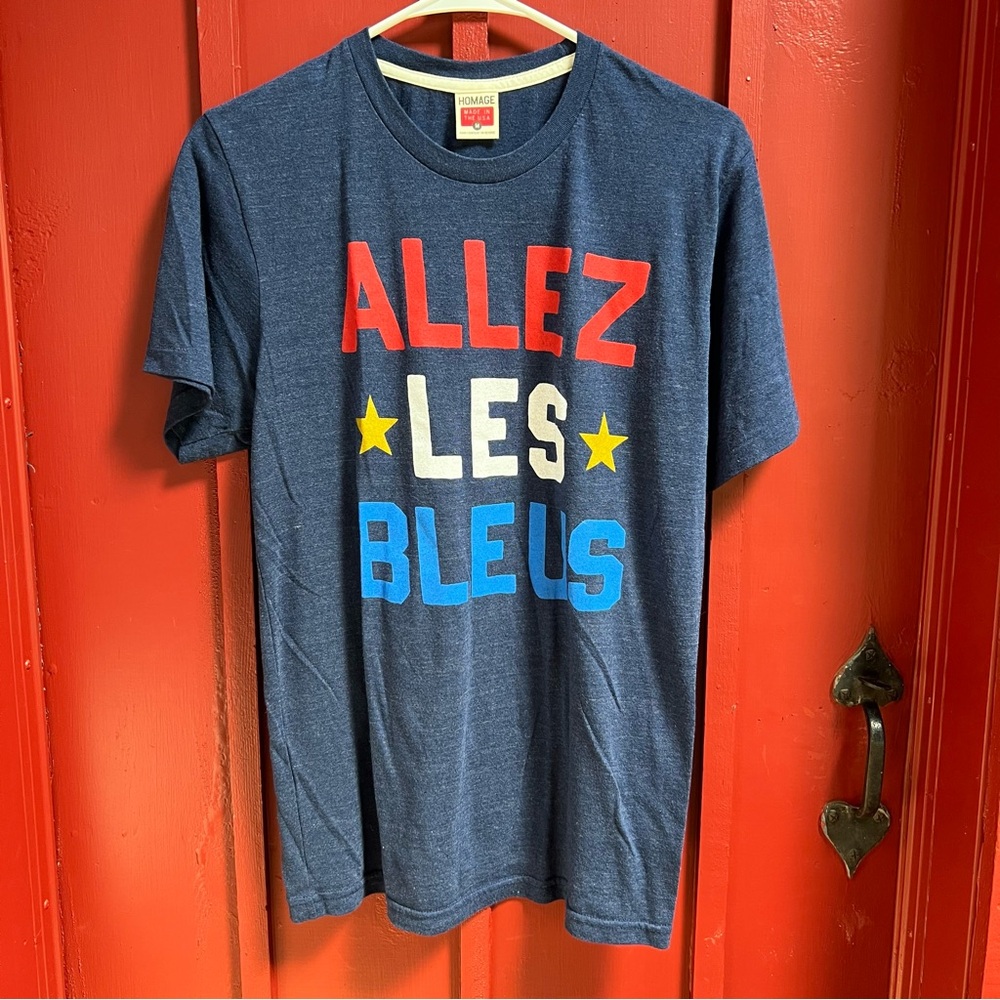 HOMAGE Blue and Red Short Sleeve Tee